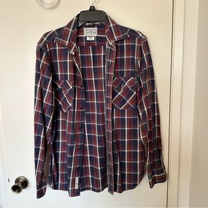 Lucky Brand men’s casual button down plaid shirt, 100% cotton, size small